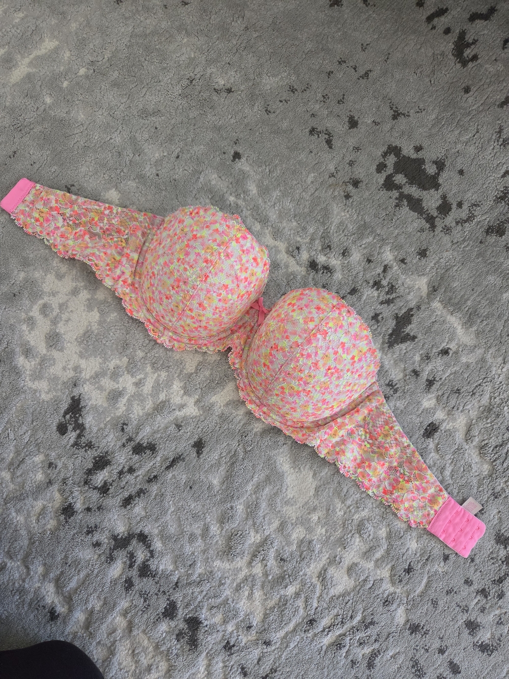 Floral Pink Multicolor Lace Strapless Bra